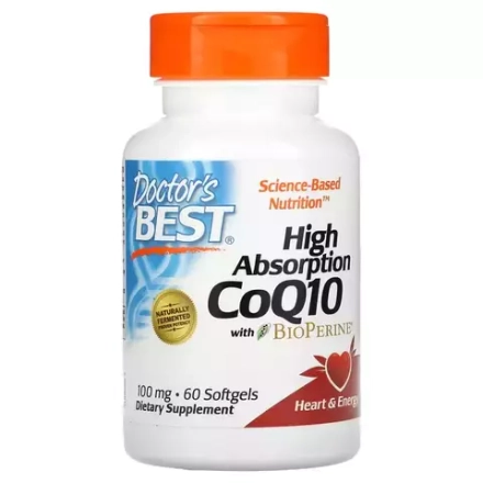 Doctor's Best, Коэнзим Q10 100 мг, High Absorption CoQ10 with BioPerine 100 mg, 60 капсул
