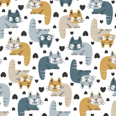 Buy baby fabric Sleeping cats in Scandinavian style