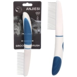 Расческа - пуходёрка для животных «ЛАПУСИКИ», коллекция БРО, прорезиненная ручка, цвет белый/голубой, 5*22см (блистер)