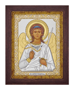 Ангел Хранитель, икона прямоугольная в рамке под стеклом, красное дерево 232х280