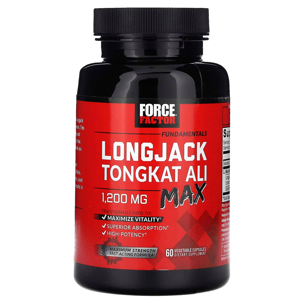 Force Factor, Fundamentals, LongJack Tongkat Ali Max, 60 растительных капсул (600 мг в 1 капсуле)