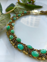 Колье из бисера "Змейка" ручной работы с камнем Хризопраз