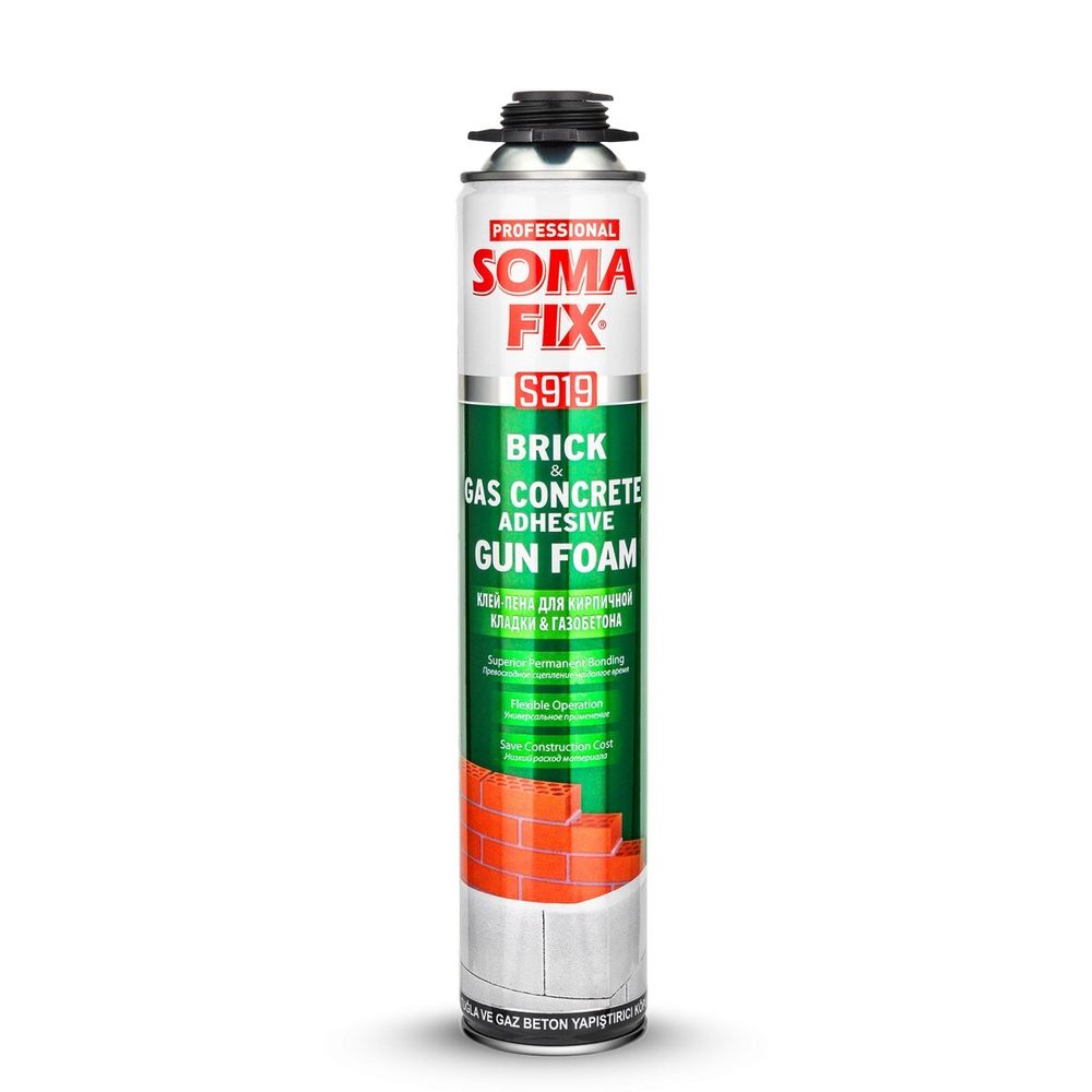 Пена-клей полиуретановый SOMA FIX   750мл  ПРОФИ  (для кирпичн.кладки и газобетона) / S919