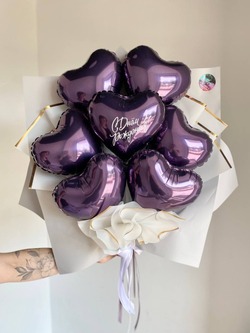 Букет из шаров, сердца темно-фиолетовые №3357
