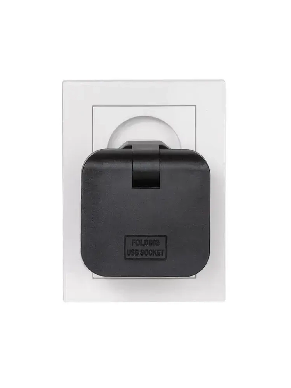 Тройник для розетки с USB 2.0 плоский поворотный, USB разветвитель электрический, черный