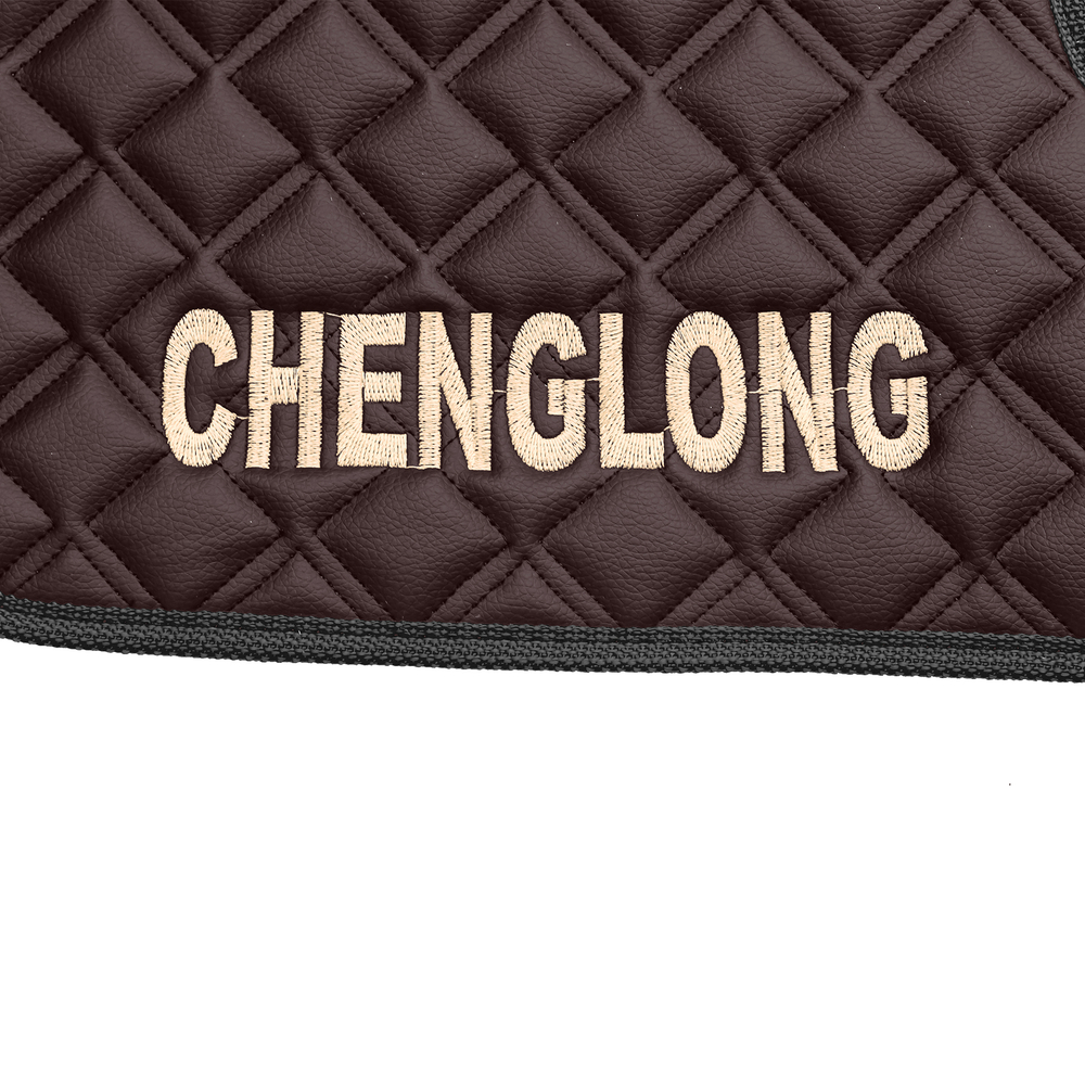 Ковры CHENGLONG (экокожа, коричневый, черный кант, бежевая вышивка)