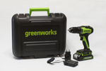 Дрель-шуруповерт 24V Greenworks GD24DD35K2 б/щ 35Нм АКБ 2Ач и ЗУ кейс