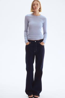 H&M Топ в рубчик, светло-голубой