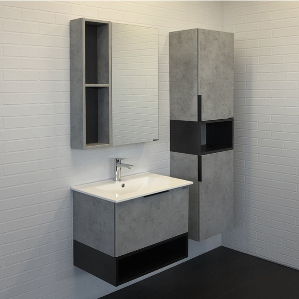 COMFORTY. Тумба-умывальник "Франкфурт-60" бетон светлый с раковиной COMFORTY 60E