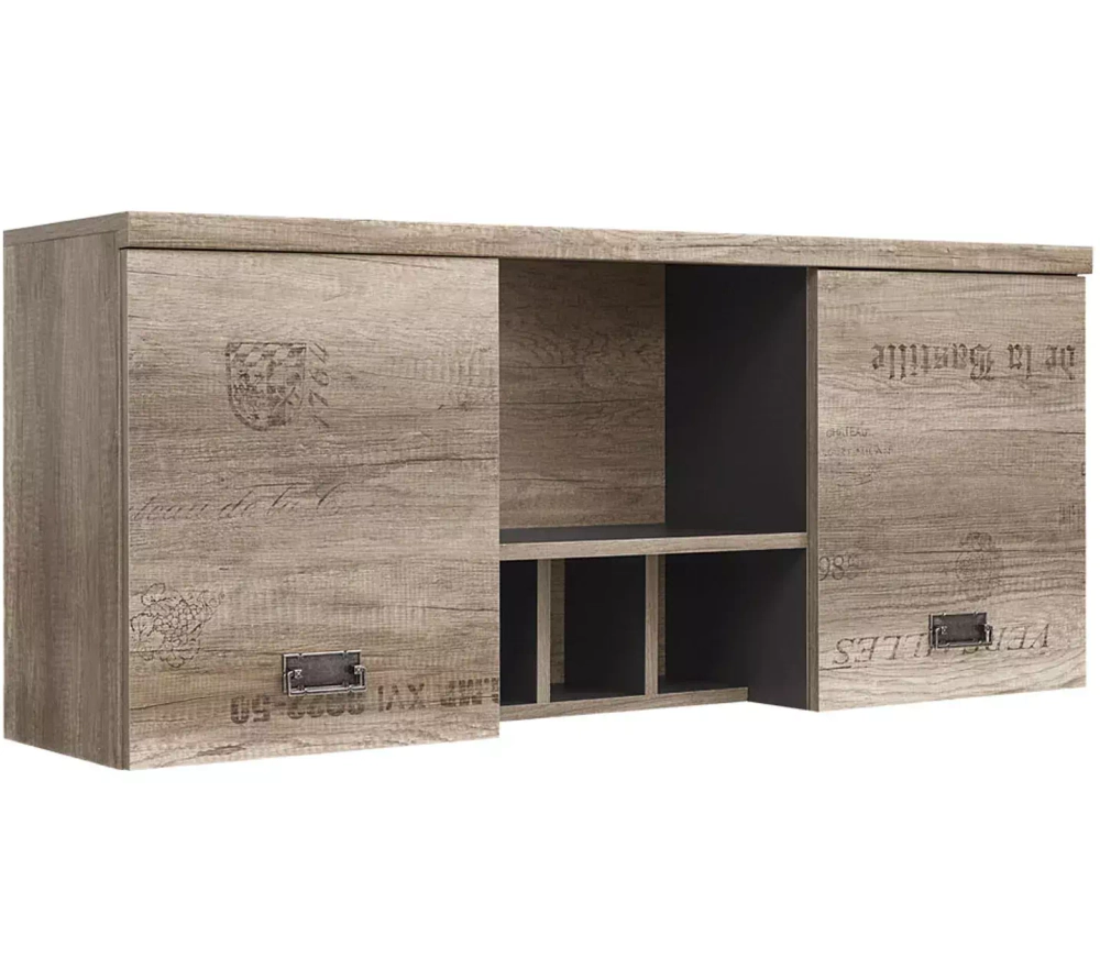 Шкаф навесной коллекции Мальколм дуб каньон монумент с печатью/серый вольфрам