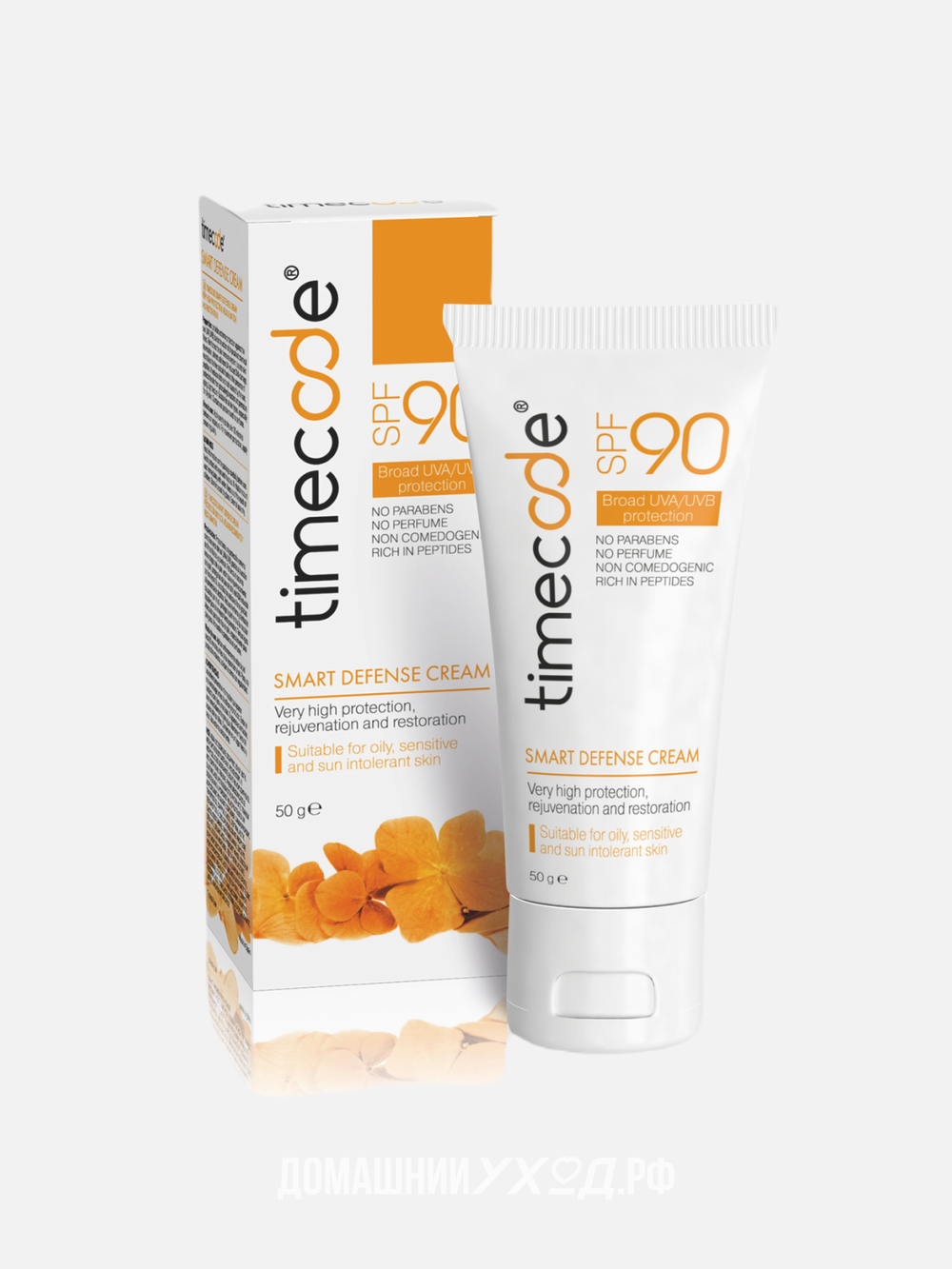 Солнцезащитный крем с комбинированными фильтрами и защитой SPF 90+ Smart Defense Cream, Timecode, 50 мл