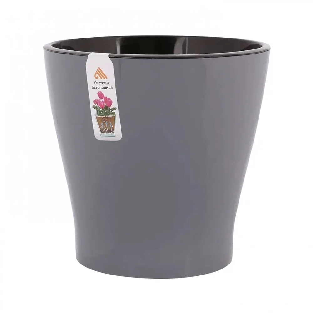 Горшок цветочный Лея 3,6л двойной серый (комплект 20 шт)
