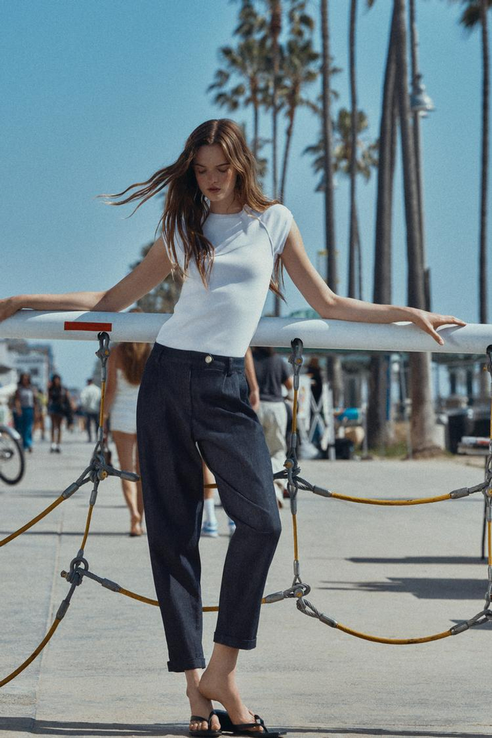 ZARA БРЮКИ ЧИНОС С ОТВОРОТАМИ, ИНДИГО