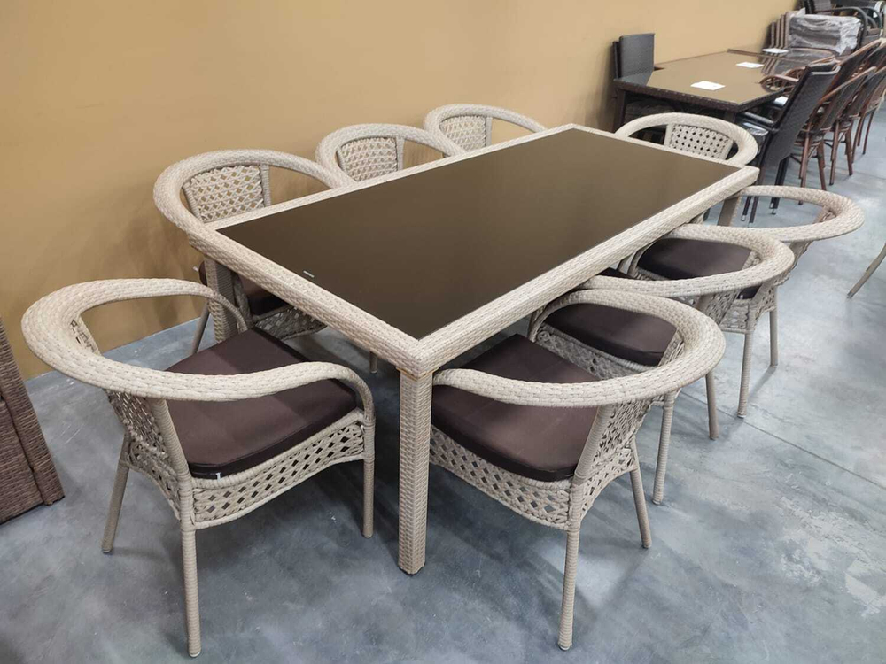 Комплект мебели из искусственного ротанга стол Египет + 8 кресел Руардин Wood