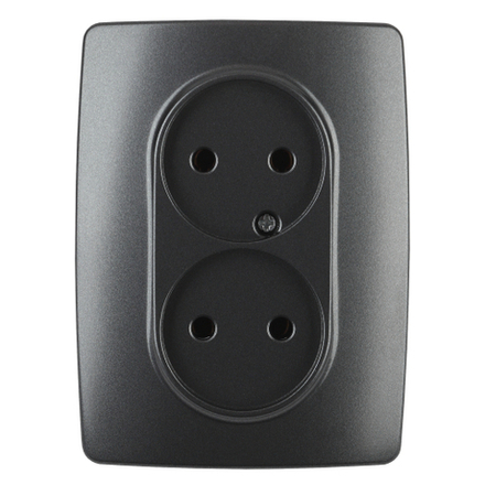 Розетка ЭРА Серия 12 12-2107-05 двойная без заземления 2X2P 16A-250В IP20 антрацит
