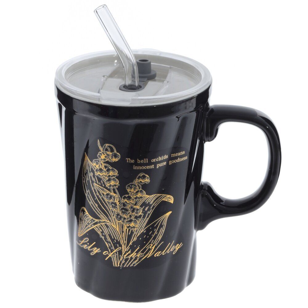 GAEM Кружка с крышкой и трубочкой, 380 мл, L12 W8,5 H16 см, 4в.