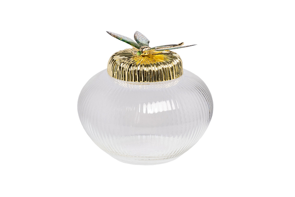 Ваза декоративная 15х14см Garda Decor Стрекоза с золотой крышкой