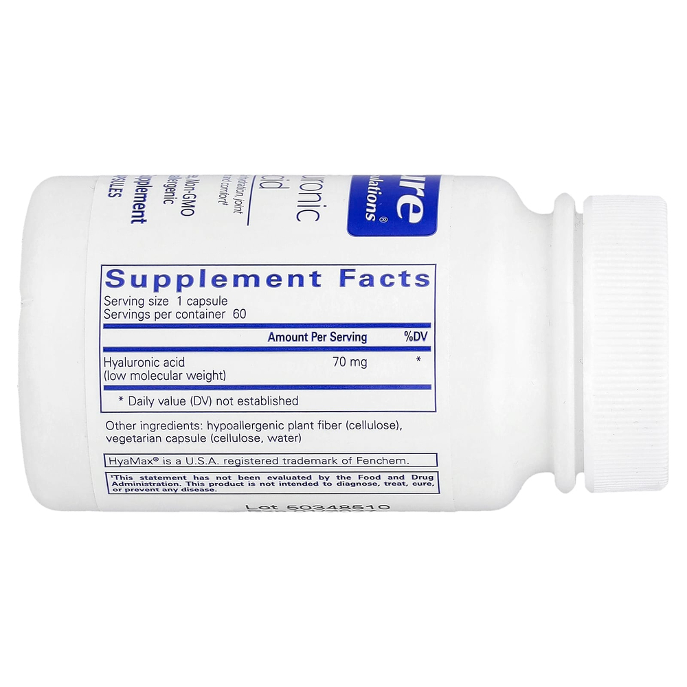 Pure Encapsulations, гиалуроновая кислота, 60 капсул (70 мг в 1 капсуле)