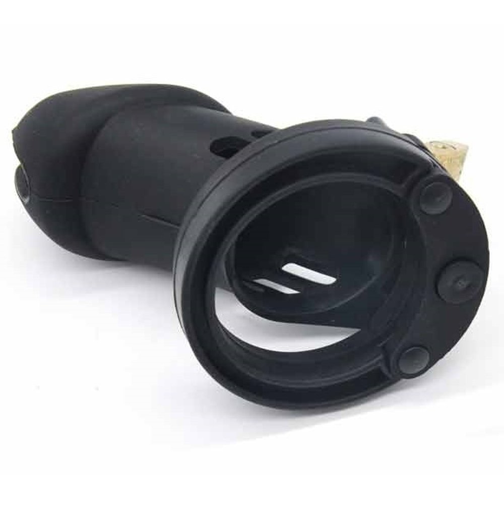 Насадка пояс верности мужская с замочком Power силикон черный