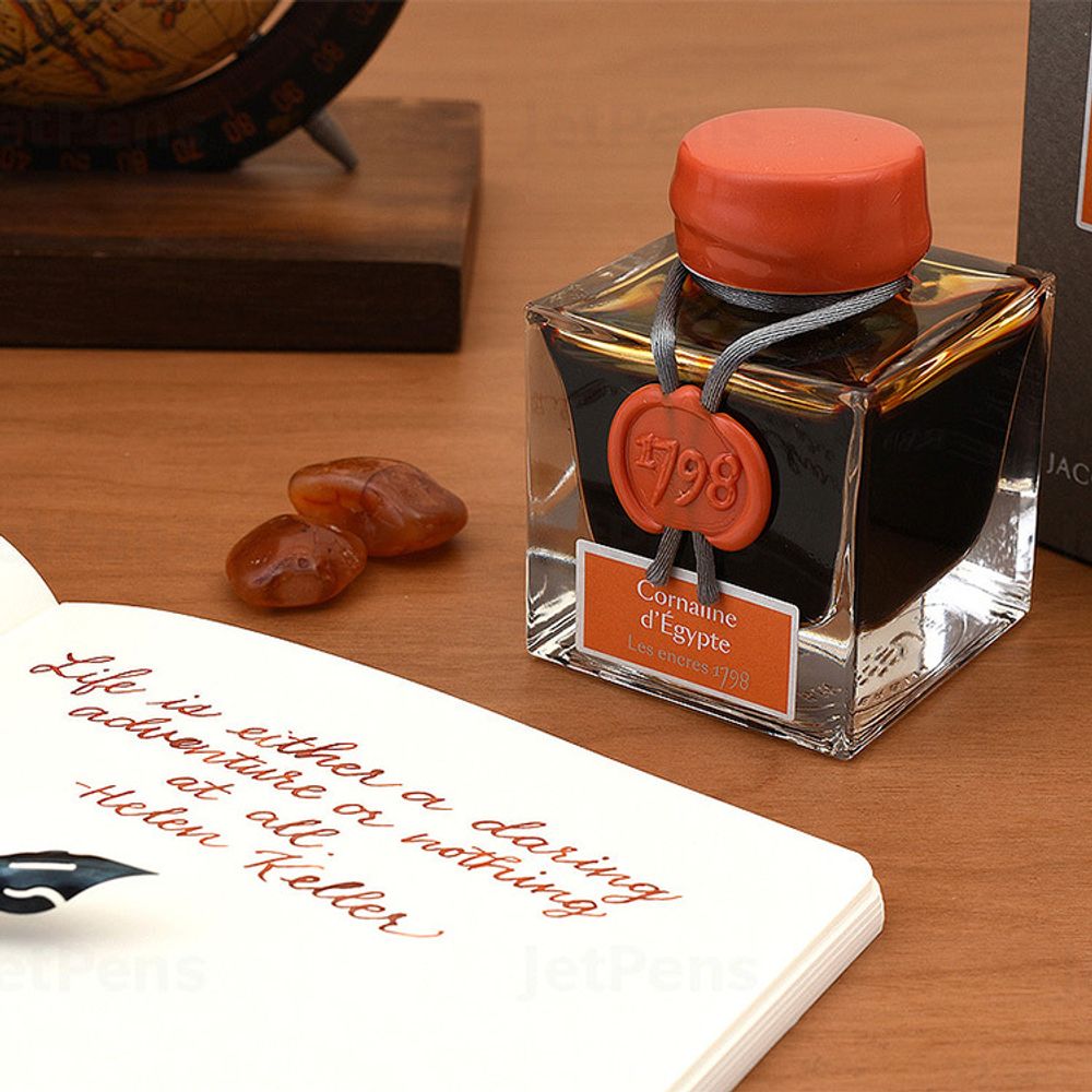 Чернила во флаконе Herbin Prestige 1798 50 мл Coraline d'Egypte оранжевые с серебряными блестками (15556JT) 5