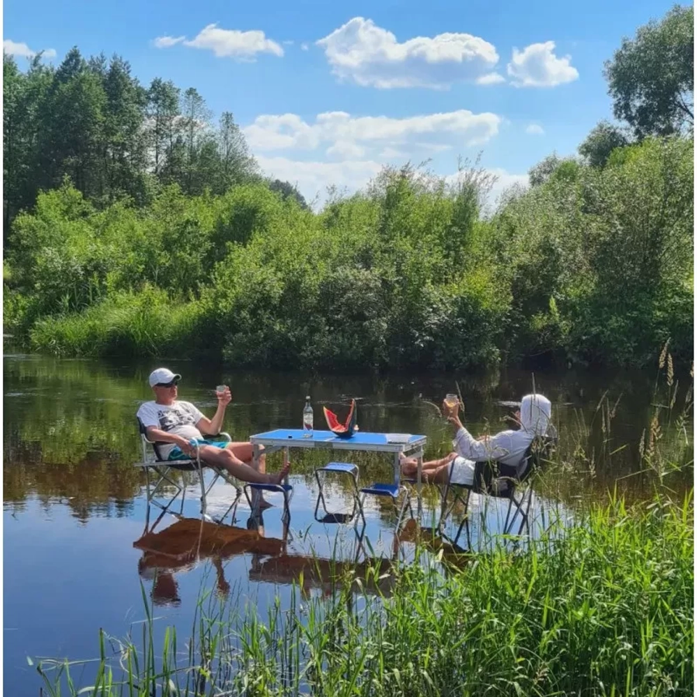 Набор складной мебели Bison A-4-60*120-BL (усиленный стол + 4 стула), 60х120см