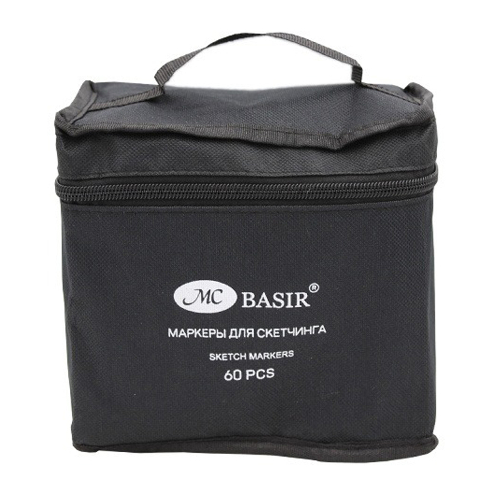 Маркер для скетчинга, двусторонние, Basir, четырёхгранные, 15 мм, спиртовые, 60 шт