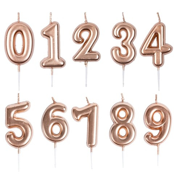 Мини свечи-цифры в цвете розового золота 4,5 см