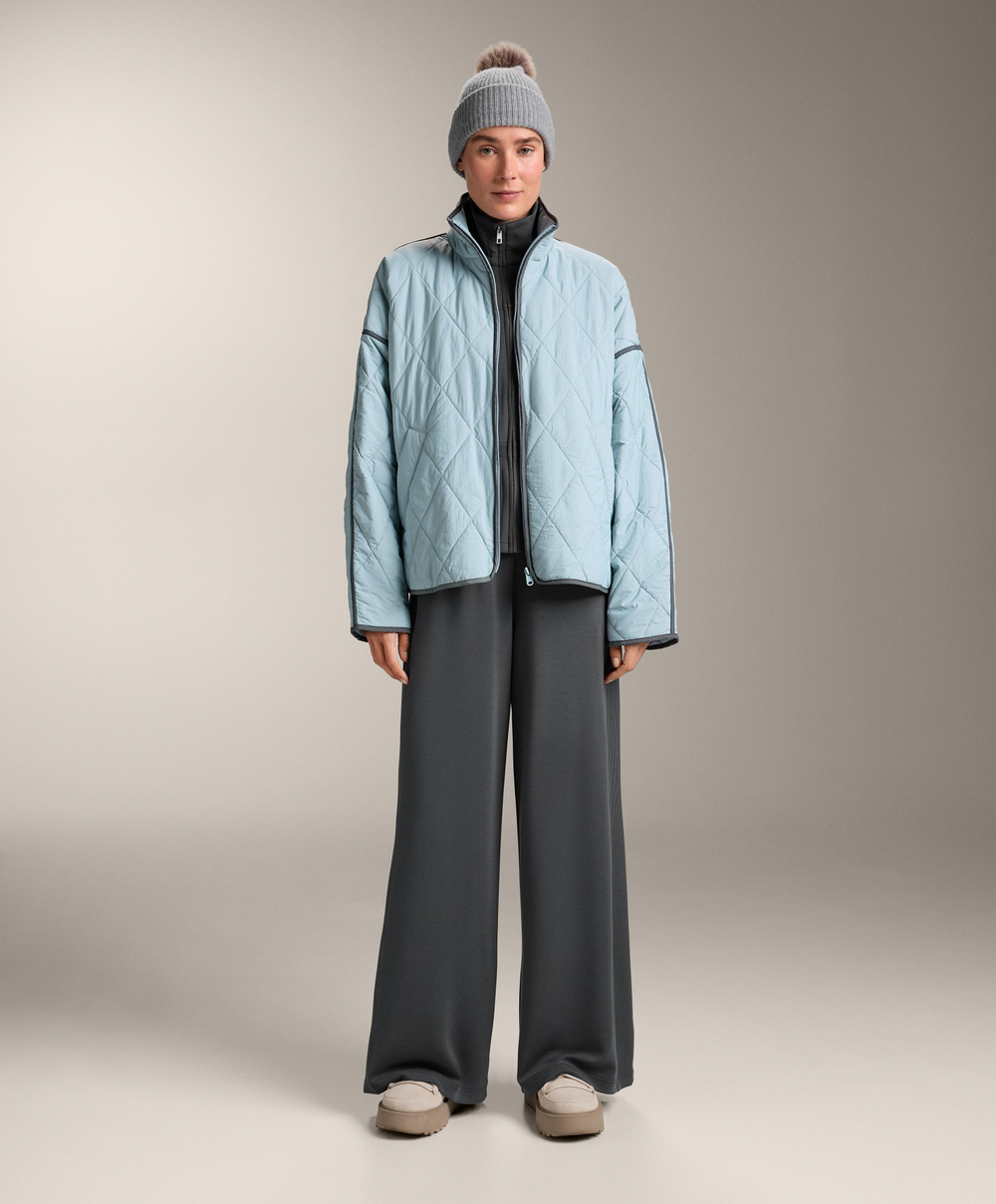 OYSHO Брюки прямого кроя с ребристой отделкой и модала, асфальтовый