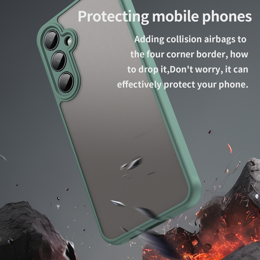 Защитный чехол с зелеными боковыми рамками для Samsung Galaxy A55 5G, задняя крышка тонированная прозрачная