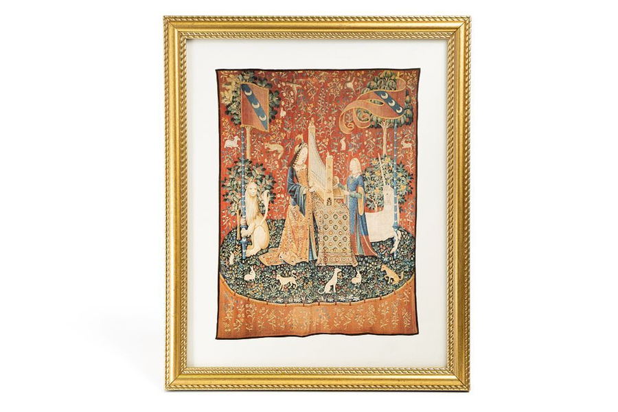 Музейная репродукция гобелена «Дама с единорогом» (Аллегория слуха)