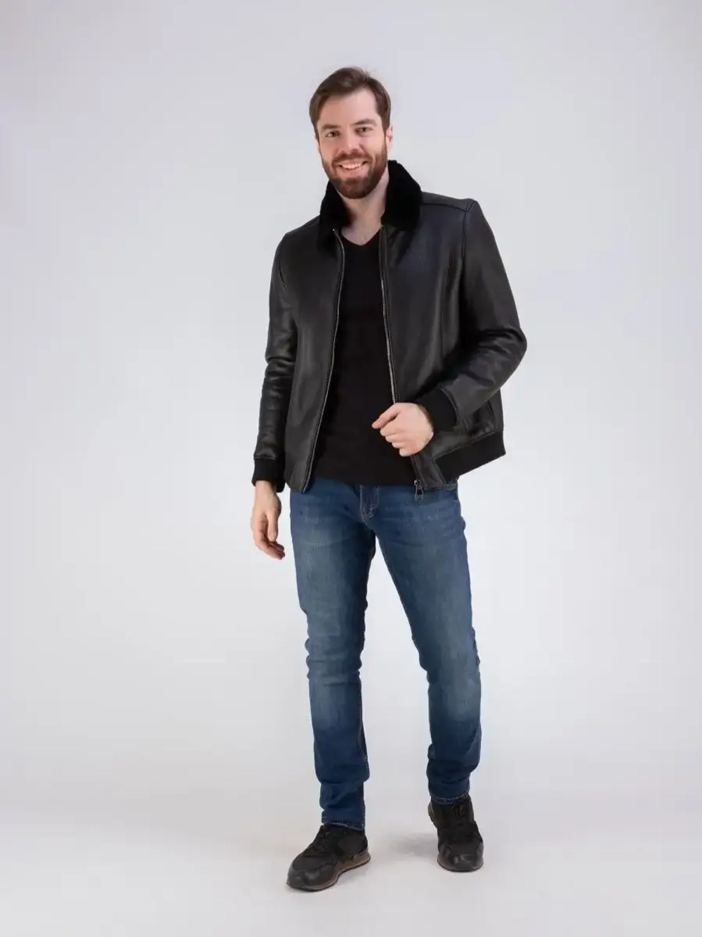 Дубленка мужская натуральная зимняя овчина бомбер Турция