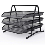 Лоток для бумаг горизонтальный, сборный, секционный Alingar, 3 отделения, металл, черный