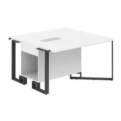 SP.0113.WH.WH.AN / Модуль боковой 1200х1200х750 / столешница:белый, подстолье:белый, металлокаркас:антрацит, лючок:белый