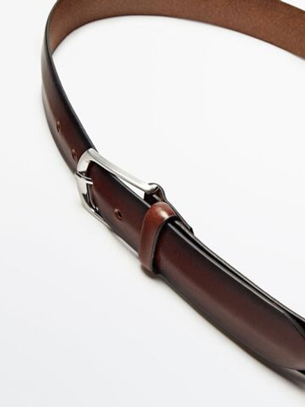 Massimo Dutti Плетеный ремень из кожи, коричневый