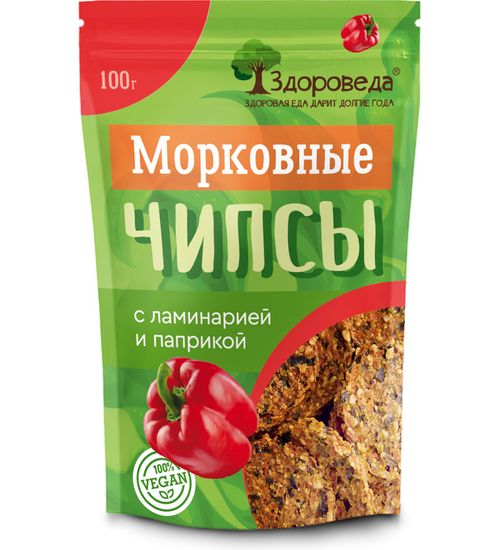 Чипсы морковные с ламинарией и паприкой, "Здороведа" 100г.