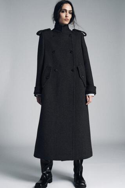 ZARA ДЛИННОЕ ПАЛЬТО ИЗ ШЕРСТИ — ZW COLLECTION LIMITED EDITION, СЕРЫЙ МЕЛАНЖ