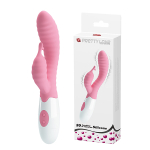 Розовый вибратор-кролик 20см c ребристым рельефом Pretty Love Pete Bunny Vibrator BI-014705-1