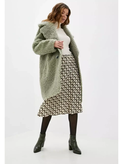 Шуба из овечьей шерсти, зеленая, SilverFox