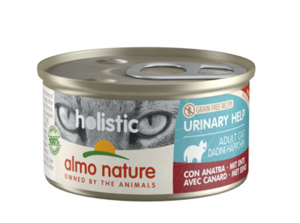Almo Nature Консервы с уткой для профилактики мочекаменной болезни (Holistic Cat wet Urinary help - with Duck) 0,085 кг x 1 шт.