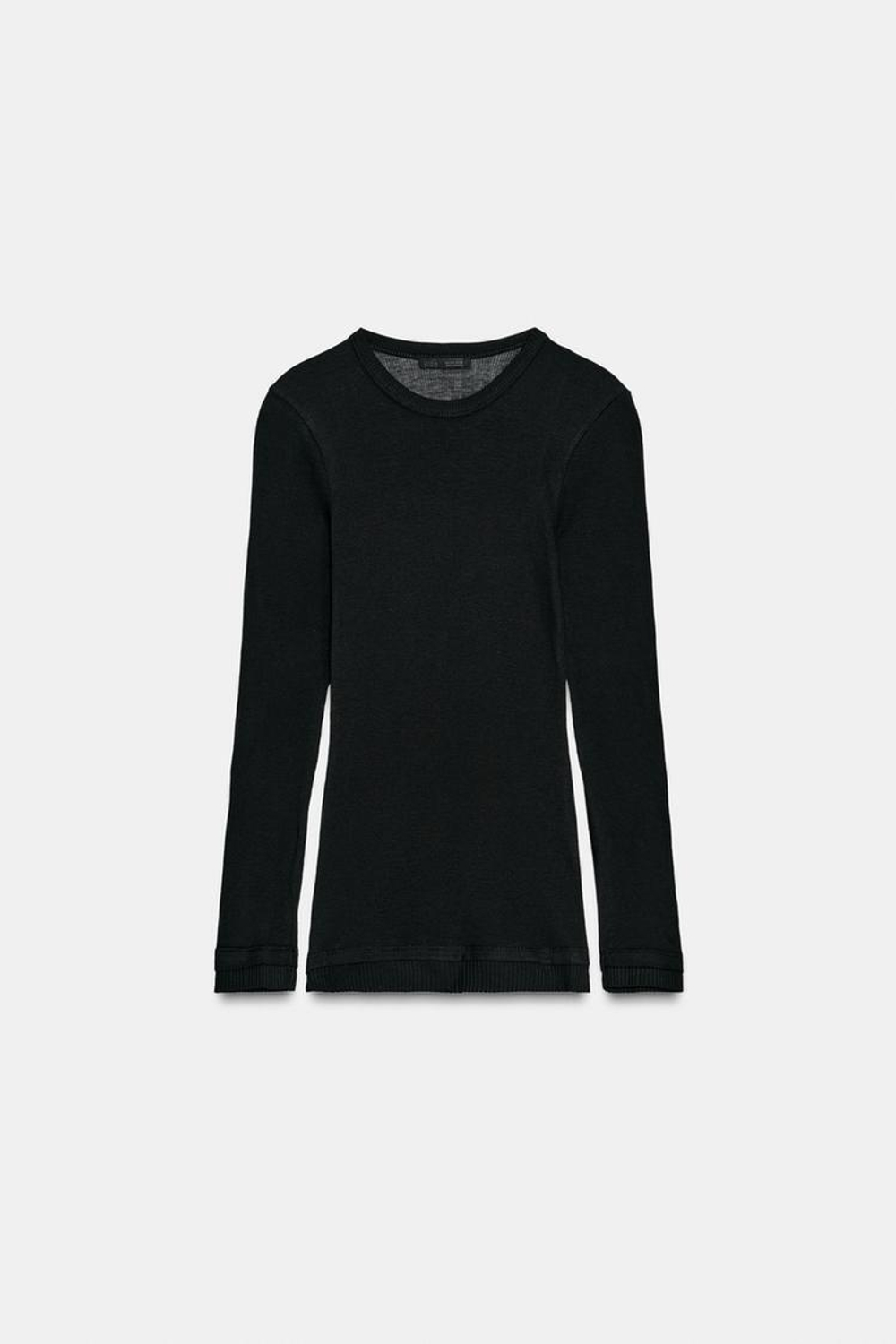 ZARA ДВОЙНАЯ ФУТБОЛКА ИЗ ХЛОПКА SUPIMA®, ЧЕРНЫЙ