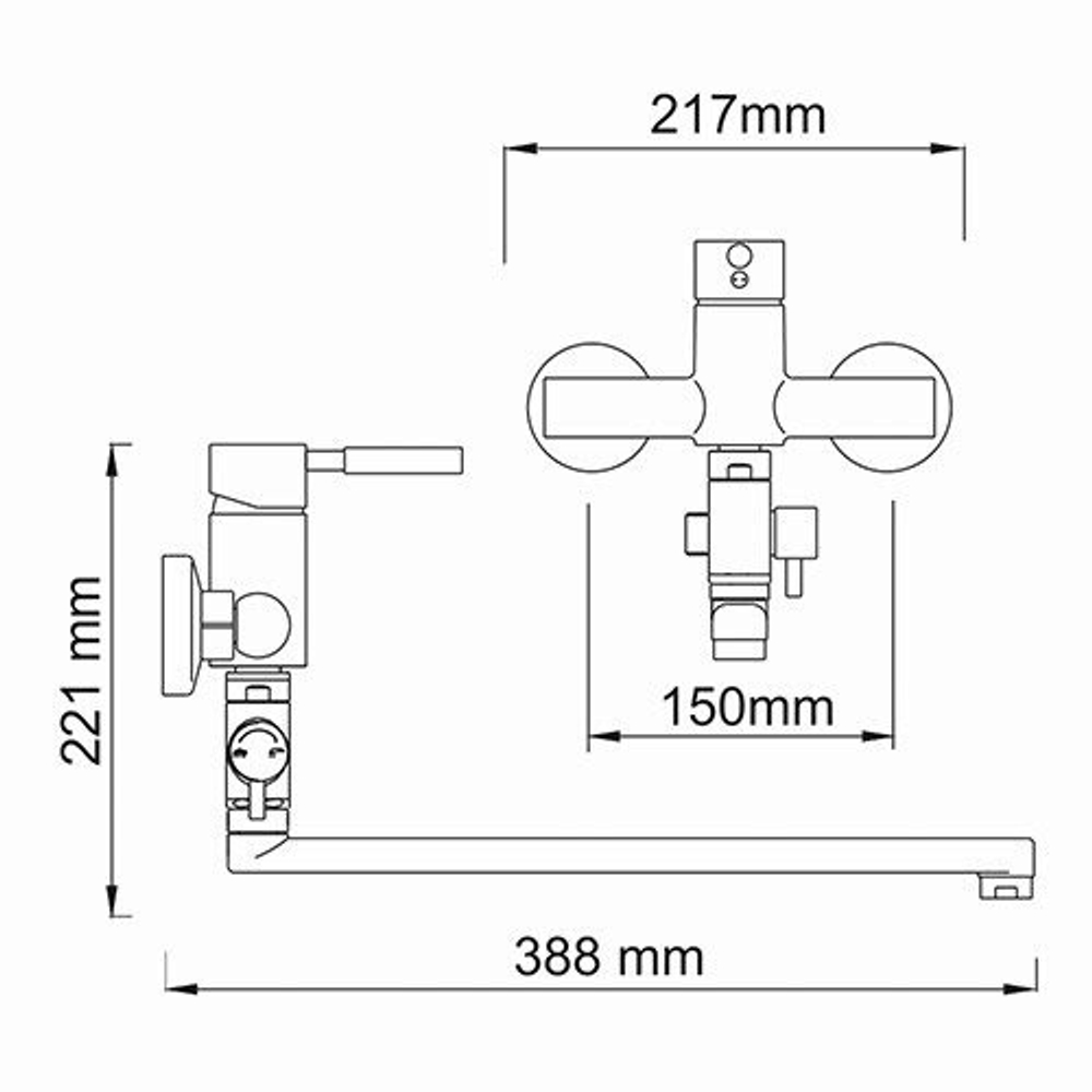 Wern 4202L Смеситель для ванны с длинным изливом