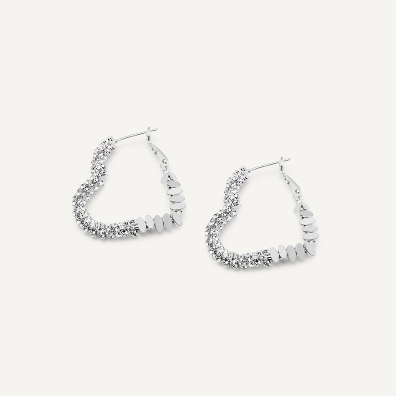 Серьги Сверкающее Сердце – Серебро