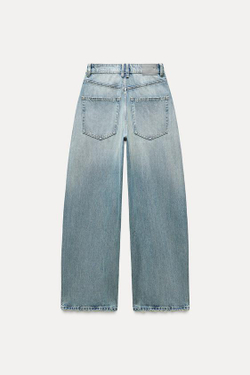ZARA ДЖИНСЫ TRF BAGGY СО СРЕДНЕЙ ПОСАДКОЙ, ГОЛУБОЙ