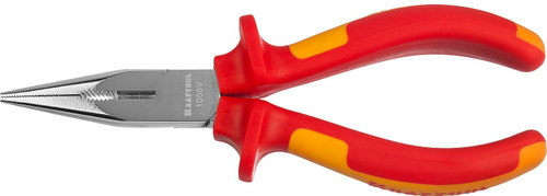 Тонкогубцы ″ELECTRO-KRAFT″, Cr-Mo сталь, двухкомпонентная маслобензостойкая рукоятка, хромированное покрытие, 160мм. KRAFTOOL 2202-3-16