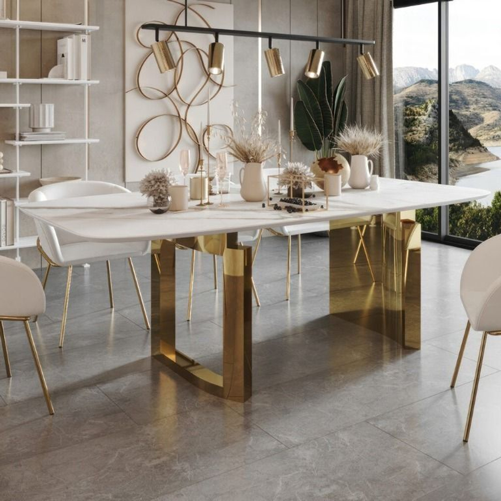 Стол обеденный Liam 180, керамика матовая белая