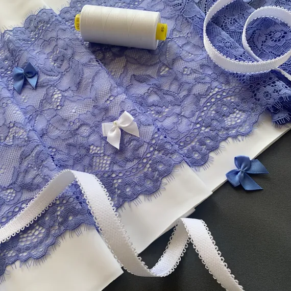 Кружево эластичное голубо-лиловое 19 см