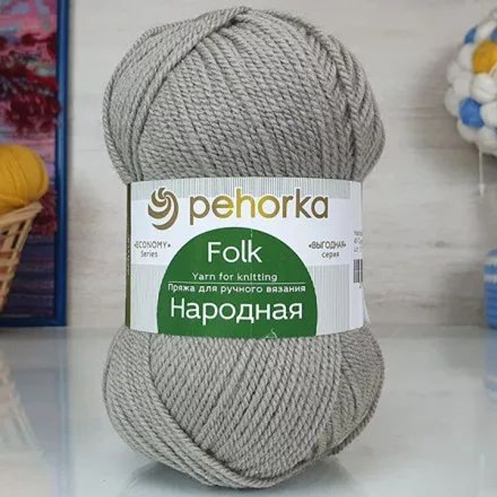 Народная пряжа Пехорка 30%шерсть 70%акрил 5х100г/220м (43 Суровый лен)