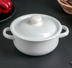 Кастрюля эмалированная, 1.5 л, цвет белый