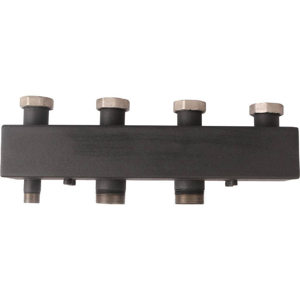 Коллектор котельной разводки ROMMER - 1"1/2 НР на 2 контура 1"1/2 НГ (до 85кВт, черная сталь)