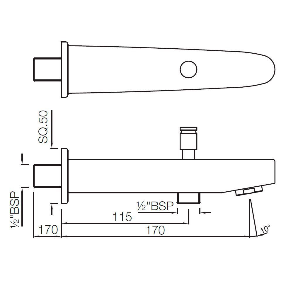 Излив для ванны с фланцем SPJ-CHR-81463
